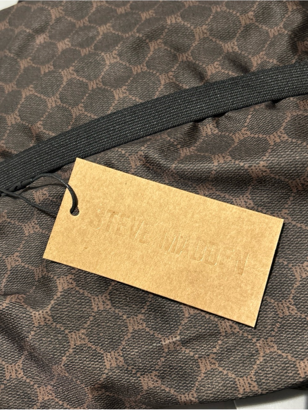Steve Madden Brown Monogram Tote with Kraft Hang Tag